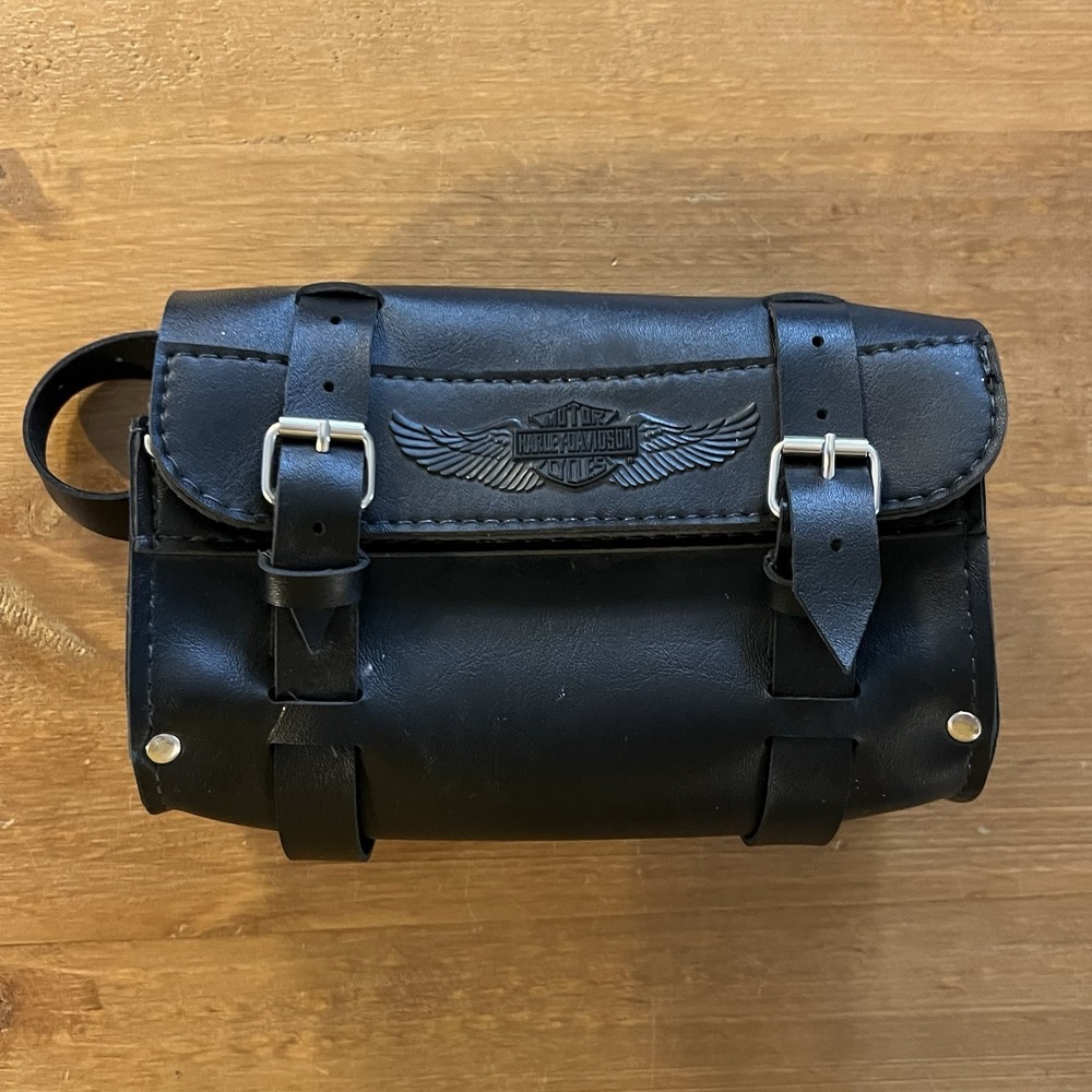 Harley-Davidson Black Motorcycle Tool Bag Handlebar Fork Roll Biker Pouch